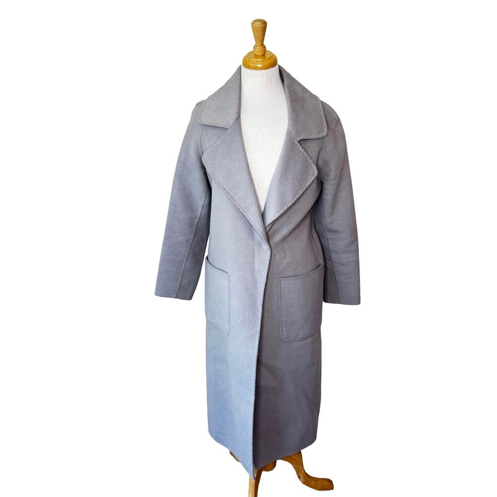 CLAIRVAL Paris Wool Blend Single Button Overcoat Gray Size Small